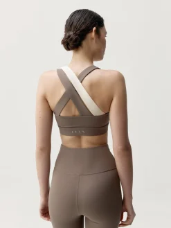 Born Living Yoga Top Cleo Fossil/White Chalk>Mujer Sujetadores Deportivos