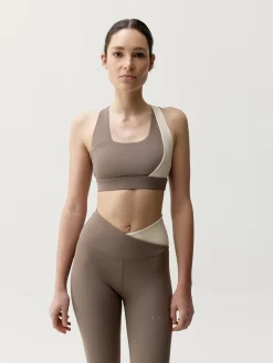 Born Living Yoga Top Cleo Fossil/White Chalk>Mujer Sujetadores Deportivos